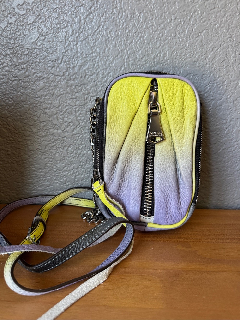 Aimee Kestenberg Yellow to Lavender Ombre Leather Mini Crossbody